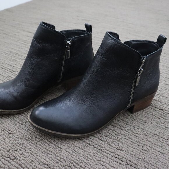 LUCKY BRAND Basel Bootie Black Leather Size 7.5 - Picture 1 of 9